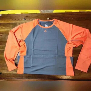 NWT Majestic baseball ragland long-sleeved  shirt Orange and grey. Size 2XL